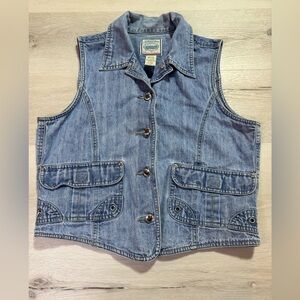Vintage St. John’s Bay Denim Cargo Style Denim Vest, Size Medium